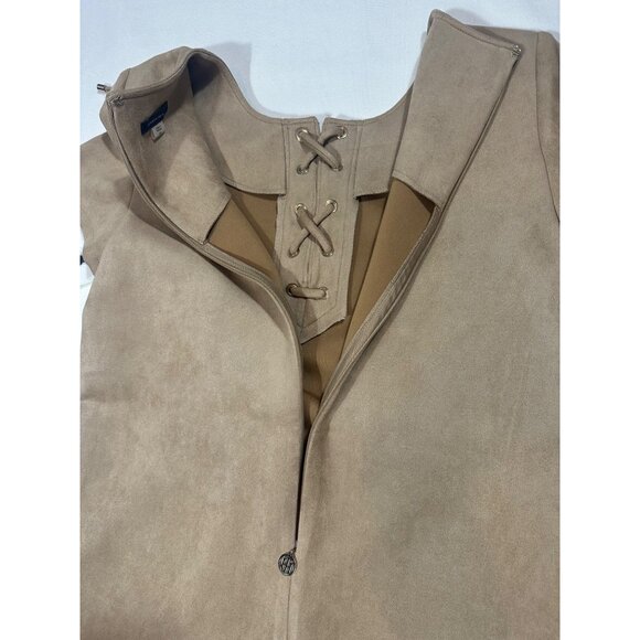 Tommy Hilfiger Women's Faux Suede Short Sleeve Jewel Neck Mini Shift Dress S -10 - Picture 4 of 10